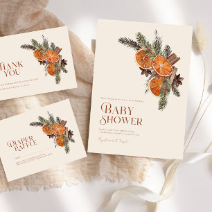 Simple Dried Orange Slices & Cinnamon Baby Shower Thank You Card