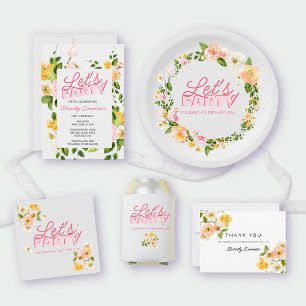 Colourful Spring Flowers Lettering 100th Birthday Paper Plate