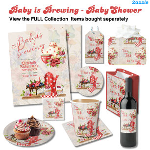 Baby Brewing Vintage Retro Tea Party Red Polkadots Flyer