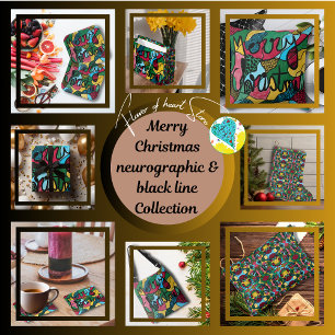 MERRY CHRISTMAS NEUROGRAPHIC & BLACK LINE WRAPPING PAPER