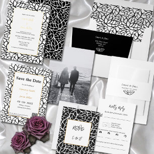 Elegant Save The Date Black Foliage Invitation 