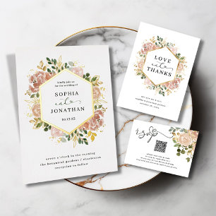 Neutral Watercolor Floral   Love and Thanks Thank You Card