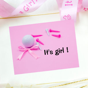 Golf Baby Girl  Baby Shower on pink save the date
