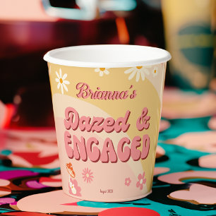 Dazed and engaged groovy retro daisy bachelorette classic round sticker