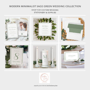 Elegant Wedding Website Modern QR Code Sage Green Enclosure Card