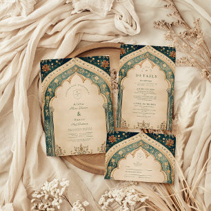 Ornate Elegant Floral Islamic Wedding RSVP Card