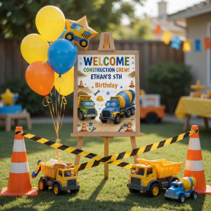 Dig Into The Fun Construction Birthday  Invitation