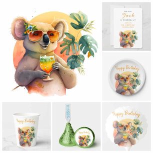 Watercolor Koala - Birthday Invitation Card
