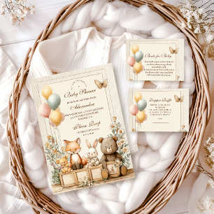 Rustic Woodland Friends Baby Shower Invitation
