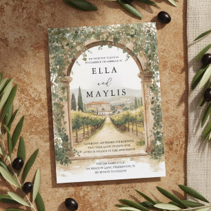 Italian Vineyard Wedding Invitation with Arch 