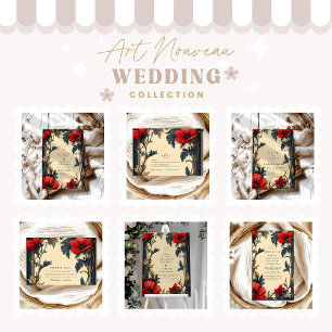Decorative Floral Wedding Art Nouveau Enclosure Card