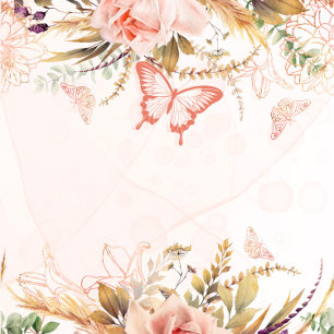 Rustic Botanical Peony Butterfly Wedding Shower Invitation