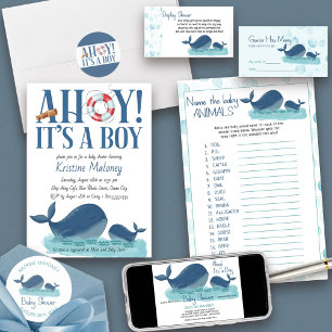 Happy Whales Baby Animals Baby Shower Quiz Game