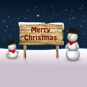 Cute Snowmen wishing Merry Christmas Holiday Postcard