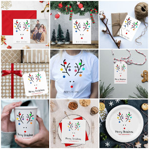 Modern Holiday Whimsical Masked Reindeer Christmas Square Sticker