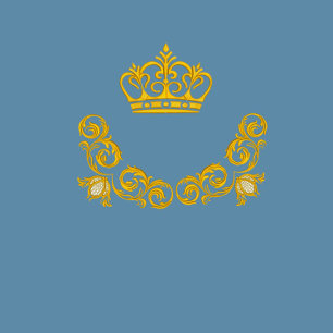 Dusty blue and Gold Crown Damask Royal Wedding  Invitation