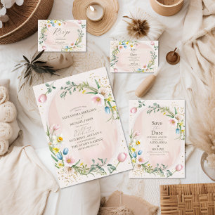 Classy Spring Wildflower Meadow Garden Wedding Save The Date