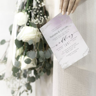 Ombre Light Purple Silver Couple's Wedding Shower Invitation