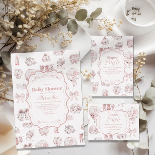 Pink Clothes Toile De Jouy  Books for Baby Enclosure Card