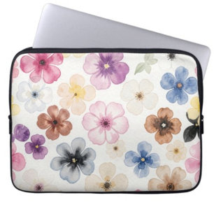 Floral Pattern Pink Grey White Black  Laptop Sleeve