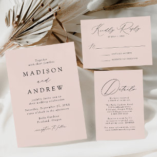 Modern Elegant Blush Photo Wedding Invitation