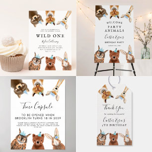 Woodland Animals Boy Birthday Party   Invitation