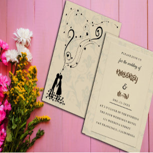 modern elegant golden  Wedding Reception Invitation