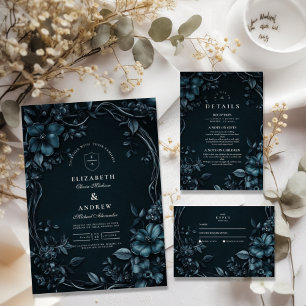 Elegant Art Nouveau Floral Halloween Wedding  Save The Date