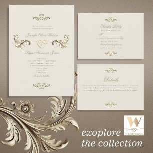 Vintage Baroque Rococo Gold Wedding Invitation