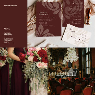 Classic Damask Grenache Wedding Acrylic Invitation