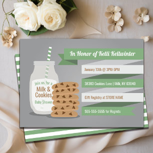 Green Modern Milk and Cookies Striped Label