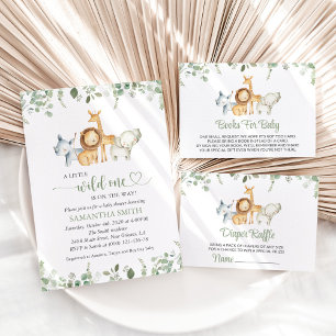 Safari Animals, Jungle, Greenery, Diaper Raffle Enclosure Card