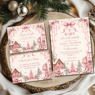 Whimsical Pink Snowflake Books for Baby Enclosure Card