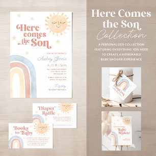 Here Comes the Son Baby Shower   Books for Baby Enclosure Card