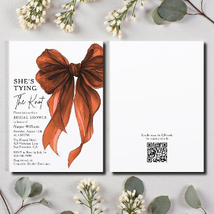 Rust Orange Bow She's Tying The Knot Bridal Shower Acrylic Invitations