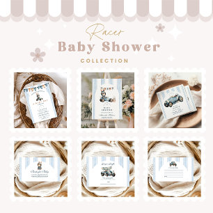 Blue Racer Baby Shower Invitation