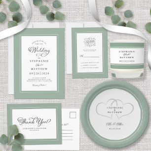 Sage Green Elegant Wedding Reply Chic Enclosure RSVP Card
