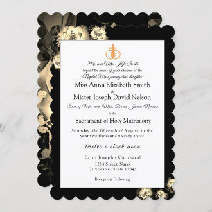 Elegant Roses Catholic Wedding Response Card
