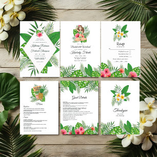 Watercolor Exotic Aloha Luau Bachelorette Weekend Invitation