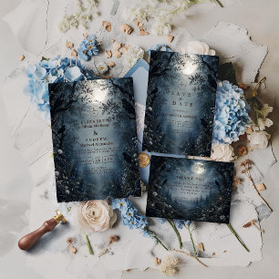 Moody Dark Woodland Wedding Thank You Card