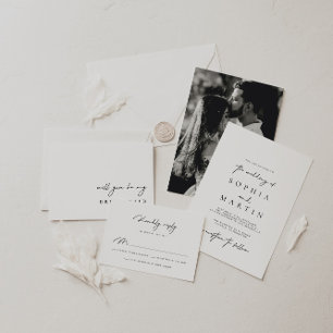 Minimalist Elegant White Wedding  Invitation Belly Band