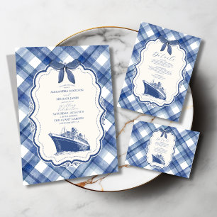 Nautical Navy Blue Cruise Wedding All In One Invitation