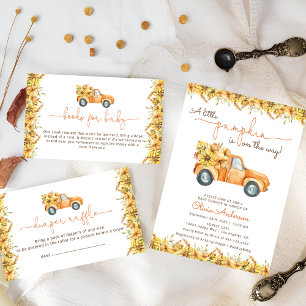 Floral Rustic Pumpkins Fall Baby Shower Invitation