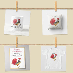 Thanksgiving Watercolor Rooster Personalised Apron