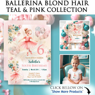 Ballerina Blonde Girl Birthday Pink Custom Name Wrapping Paper