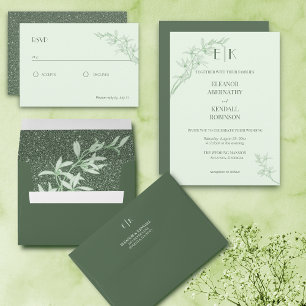 Timeless Flower Monogram Wedding  All In One Invitation