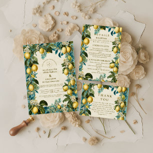 Citrus Blossom Heritage Wedding Invitation