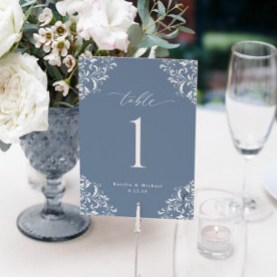 Elegant Vintage Dusty Blue Wedding Invitation