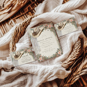 Rustic Cowgirl Hat Floral Bridal Shower Invitation