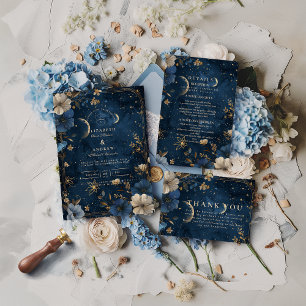 Moonlit Starflower Wedding Thank You Card